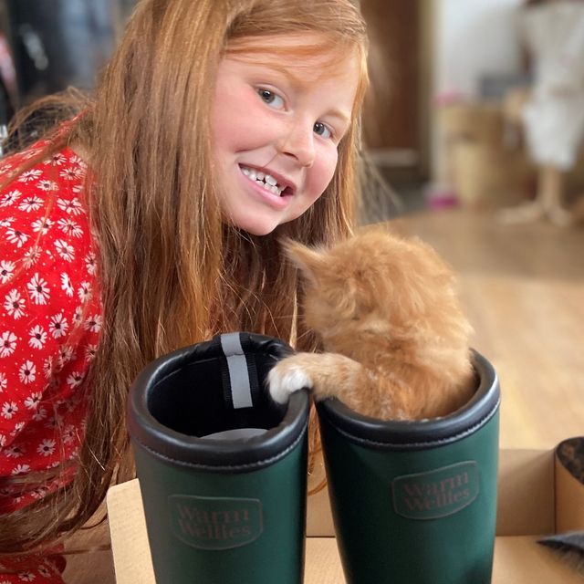 Welly kid and cat